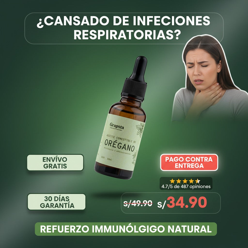 Aceite Comestible de Orégano - Antifúngico, Antibacteriano.